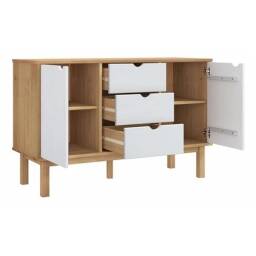 Comoda/Encimera 2P y 3C Mel/Gris Linea Nordica en Madera Maciza