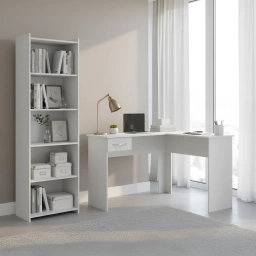 Combo Biblioteca 4 Estantes Y Escritorio En L. Que Sal!