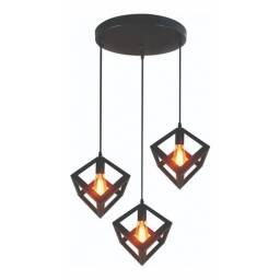 Lmpara de colgar de hierro 3 luces Negra