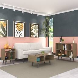 Conjunto Sala Mesa ratona+auxiliares Nogal