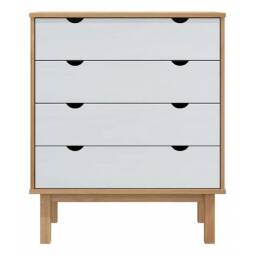 Comoda 4 C Mel/Gris Linea Nordica en Madera Maciza