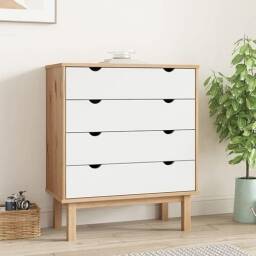 Comoda 4 C Mel/Gris Linea Nordica en Madera Maciza