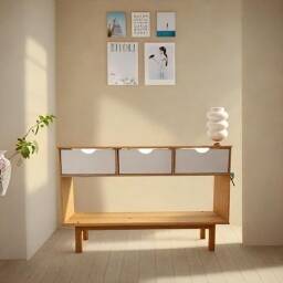 Aparador 3C Mel/gris Linea Nordica en Madera Maciza