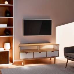 Rack TV 3C Mel/blanco Linea Nordica en Madera Maciza