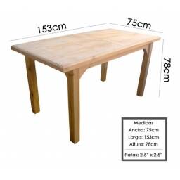Mesa de madera de pino 1.53x0.75x0.78
