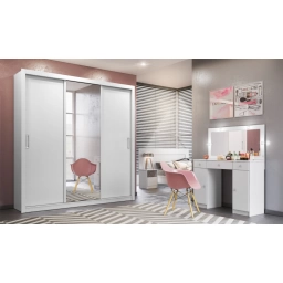 Ropero 3P corr. c/espejo Residence Almendra/White