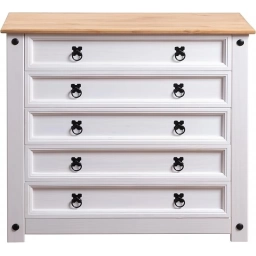 Comoda 5 cajones Cera/Blanco LINEA CORONA MADERA