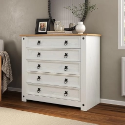 Comoda 5 cajones Cera/Blanco LINEA CORONA MADERA