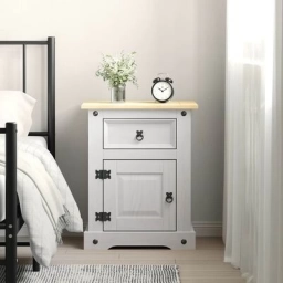 Mesa de Luz 1 P/1 C Cera/Blanco LINEA CORONA MADERA