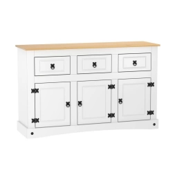 Aparador 3 puertas 3 cajones Cera/Blanco LINEA CORONA MADERA