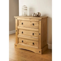 Comoda 3 cajones Cera/Blanco LINEA CORONA MADERA