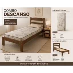 Cama reta + Colchon de 1plaza