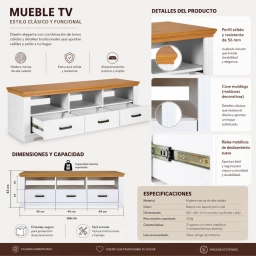 Rack TV hasta 65" madera maciza