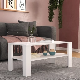Mesa ratona con estante Blanca