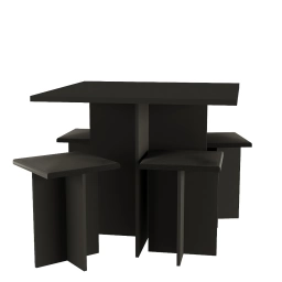 Conjunto de mesa y 4 banquetas negro