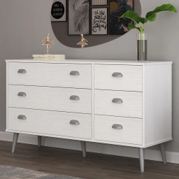 Comoda 6 cajones Nogal/Blanco