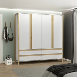Ropero Combinado Madera 4Puertas, 4Cajones