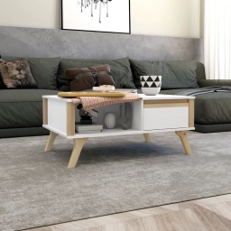 Mesa Ratona Combinada Madera Blanco/Miel