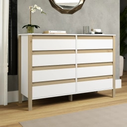 Comoda Combinado Madera 8 Cajones BlancoMiel