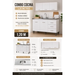 COMBO BAJO MESADA + A�REO + PILETA DE COCINA 1,20 M